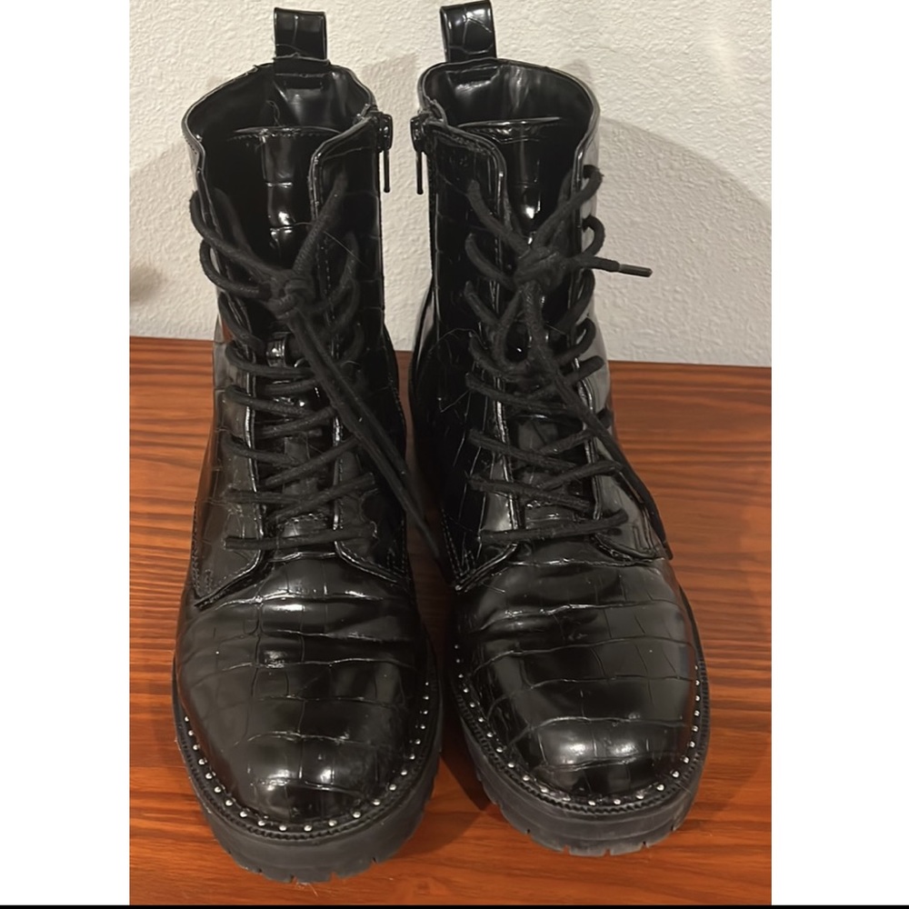 Womens black combat boots size 8
